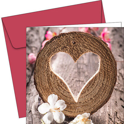  Greeting card - 6445 - Wooden heart
