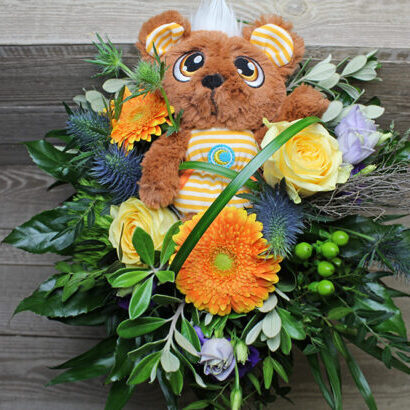 Bouquet with NICI Teddy of your choice